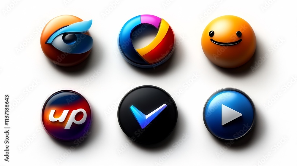 Collection of Colorful 3D App Icons Collection of Colorful 3D App Icons