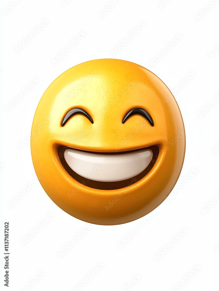 Fototapeta premium A cheerful, smiling emoji with bright yellow coloration, representing happiness and positivity.