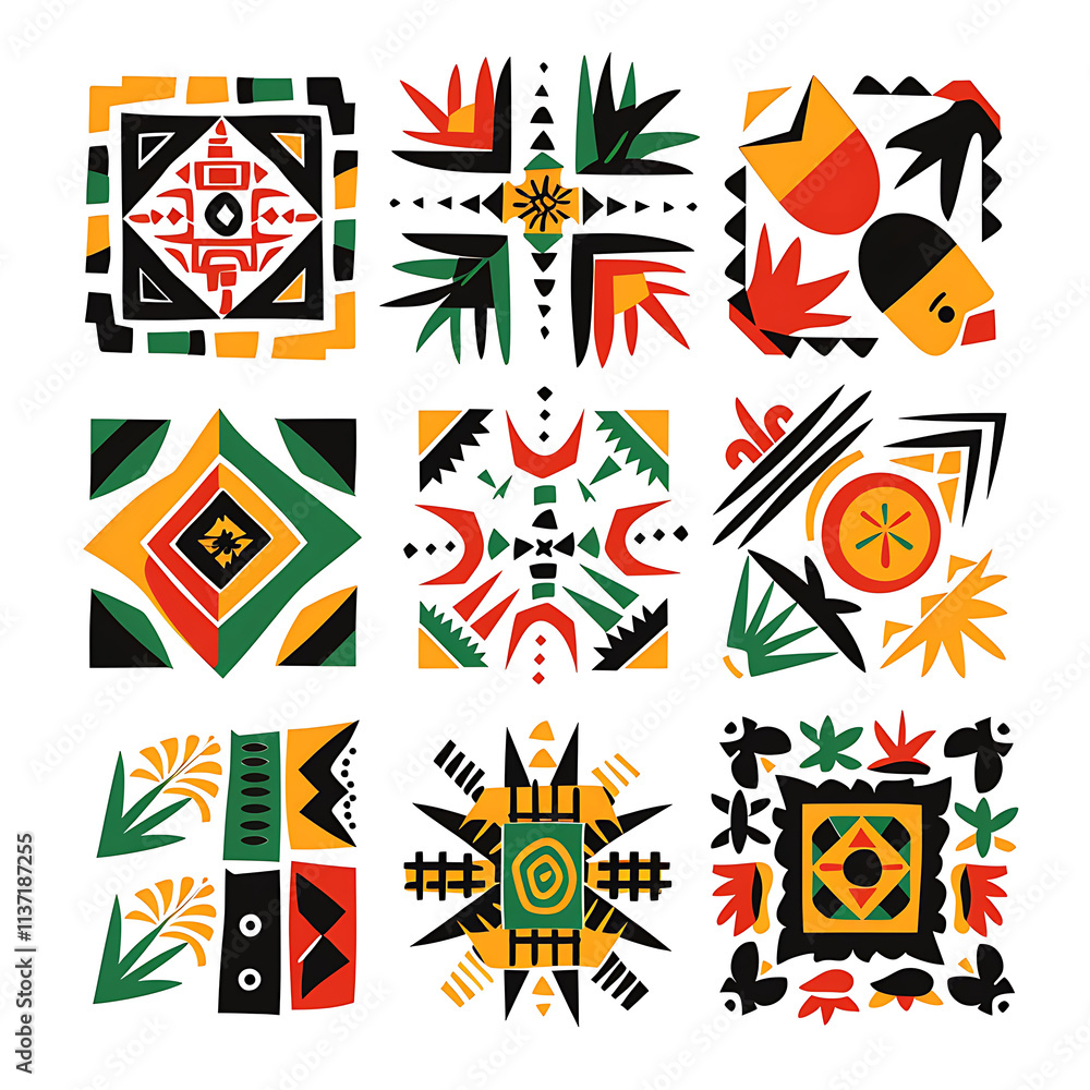 Fototapeta premium Vibrant Geometric Patterns in Bold Colors