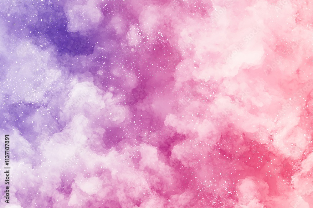 Fototapeta premium Dreamy Pink Purple Galaxy Cloudscape Watercolor Space Background