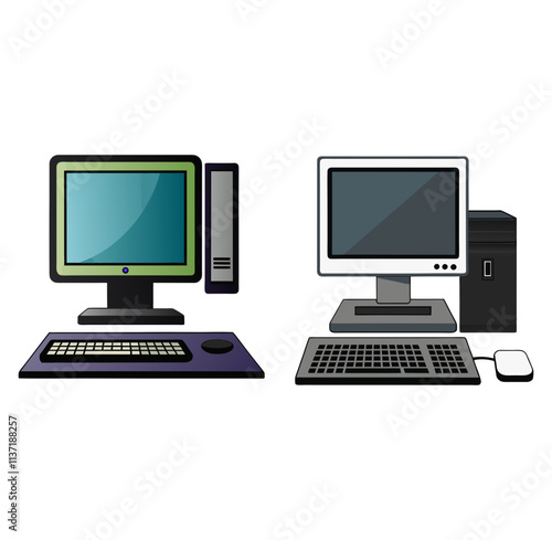 Desktop computer silhouette vector illustration