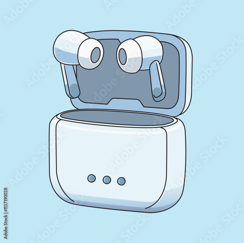 bluetooth true wireless stereo earbuds. technology music vector illustration