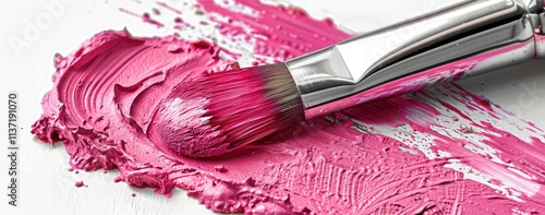 Wallpaper Mural Pink Paintbrush and Swirls on Canvas Torontodigital.ca