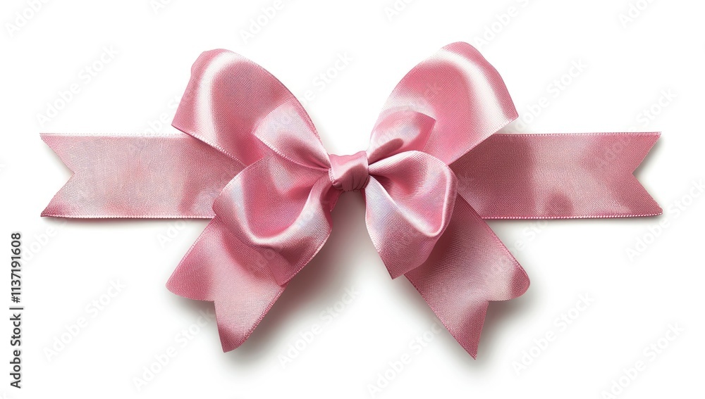 Pink Satin Bow on White Background Pink Satin Bow on White Background