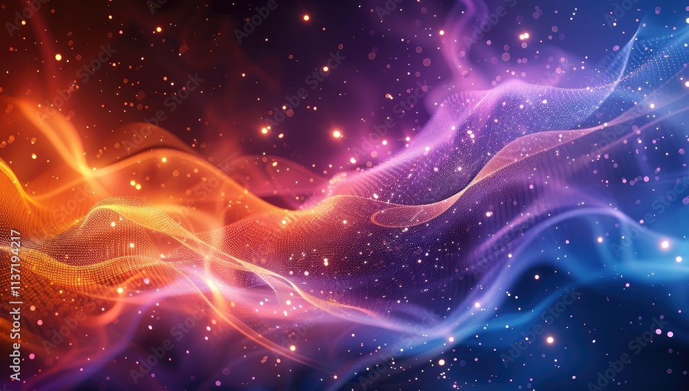 Fototapeta premium Abstract Cosmic Waves with Glowing Particles