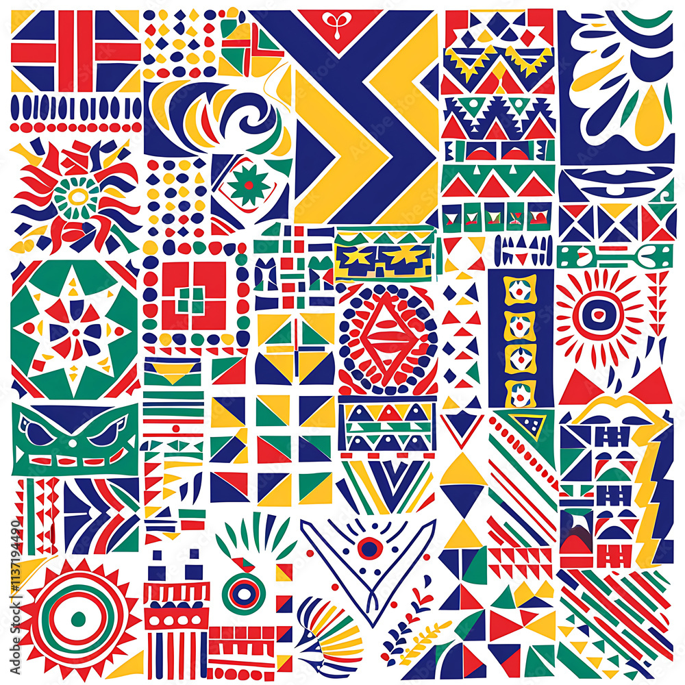 Obraz premium Colorful Geometric Patterns in Vibrant Design Elements