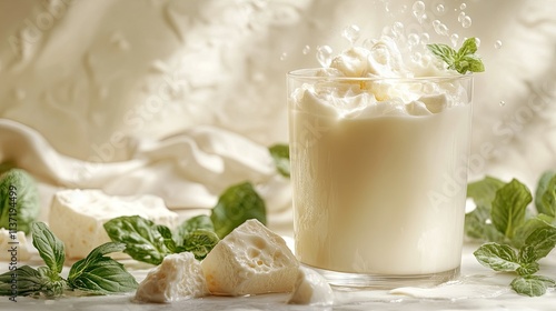 Wallpaper Mural Refreshing Creamy Drink with Mint and Cheese Cubes Torontodigital.ca