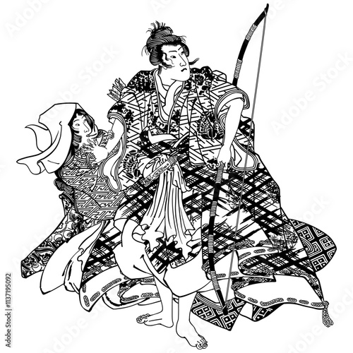 【「源氏雲浮世画合（げんじくもうきよゑあハせ）　野分　業平　高子姫」】【歌川国芳】nukiyoe-0042