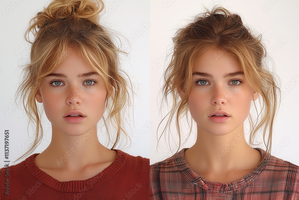 Thoughtful Young Woman with Wavy Light Hair Thoughtful Young Woman with Wavy Light Hair