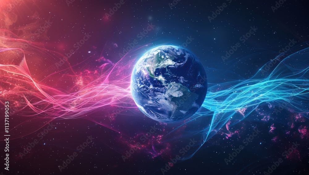 Earth in a Cosmic Embrace: A Digital Art Depiction Earth in a Cosmic Embrace: A Digital Art Depiction