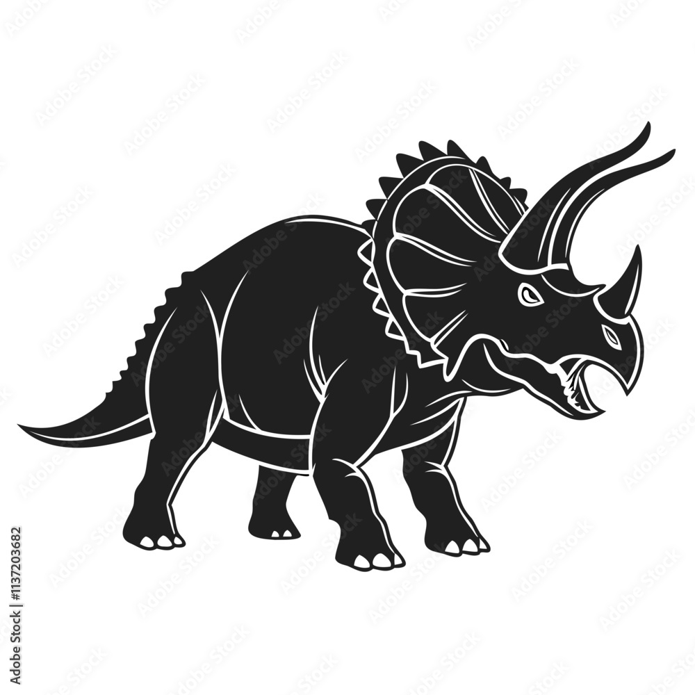 Fototapeta premium High-Quality Triceratops Silhouette Vector Isolated on Transparent Background