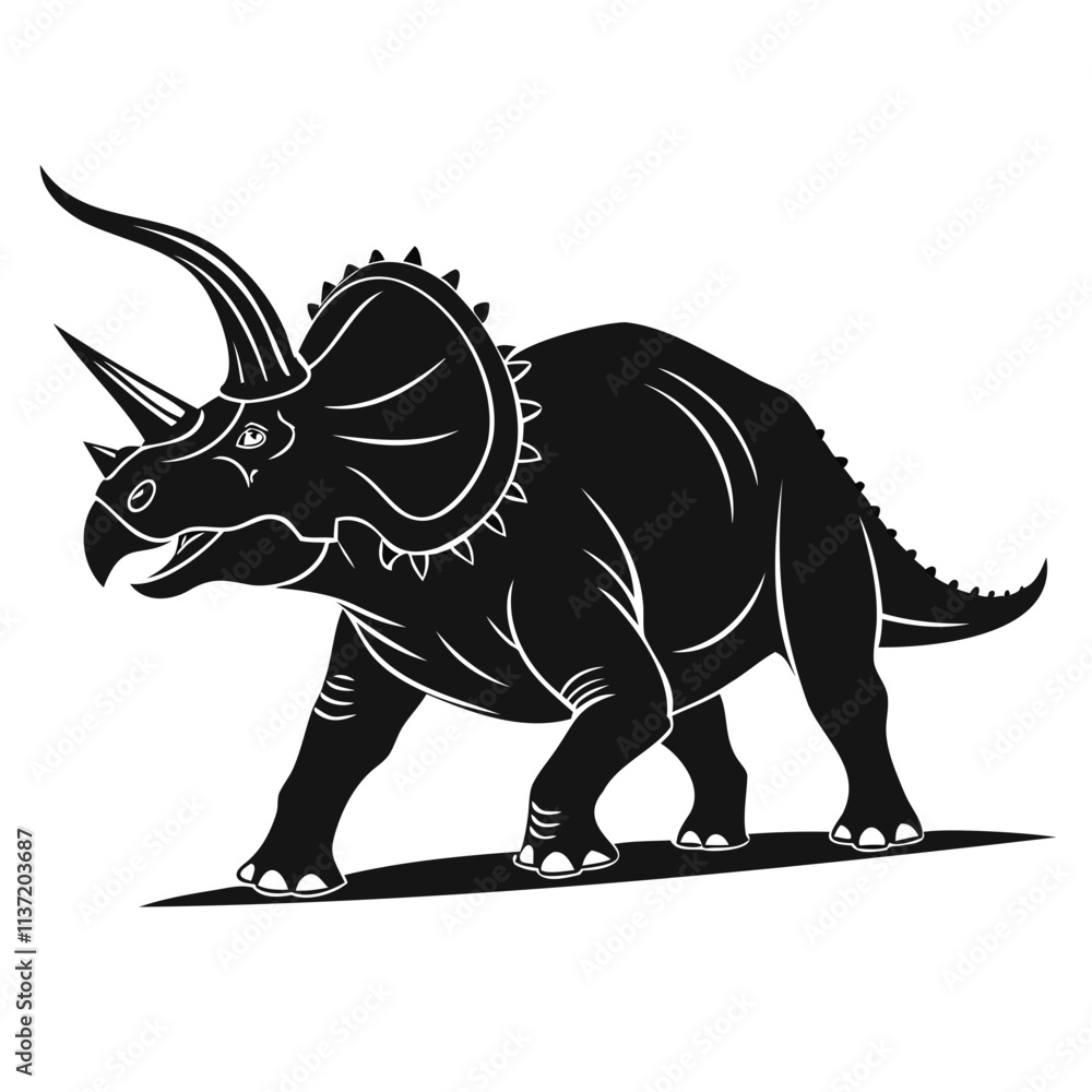 Fototapeta premium High-Quality Triceratops Silhouette Vector Isolated on Transparent Background