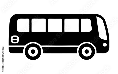 Travel bus transportation silhouette style vector and icon design