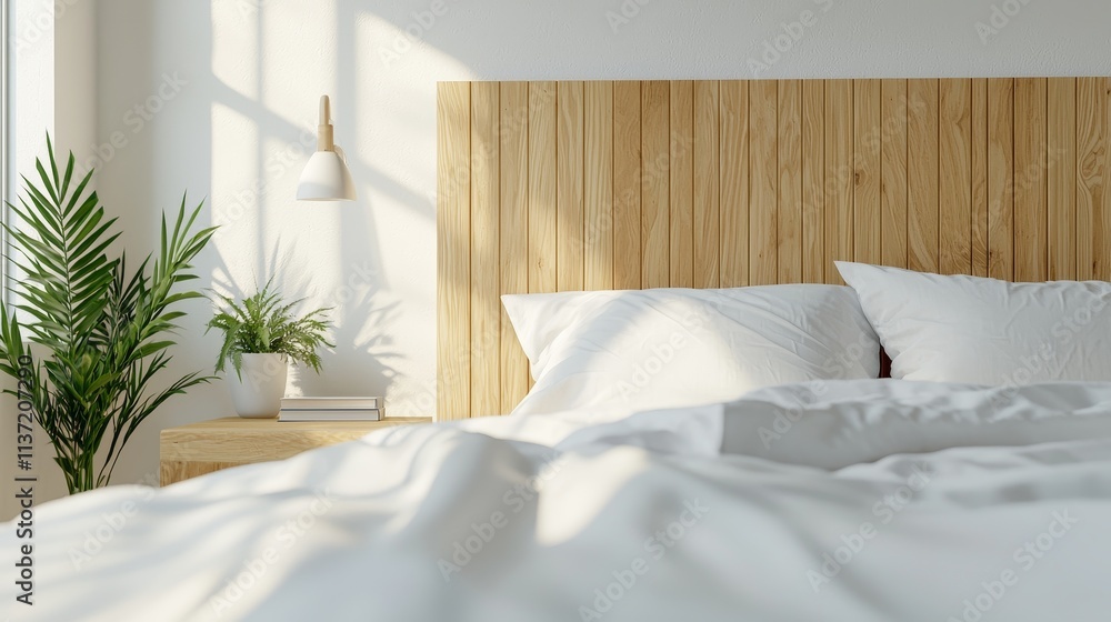 Cozy bedroom with simple bed modern home interior design bright space Cozy bedroom with simple bed modern home interior design bright space