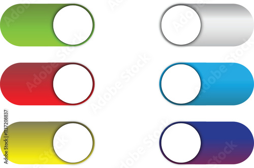 On and Off toggle switch buttons icon. On or Off switch buttons set.