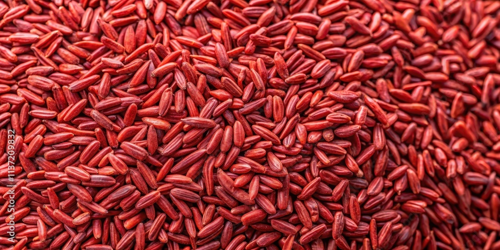 Fototapeta premium Top view of dried red yeast rice grains for herbal medicine, HongQu, HongQuMi