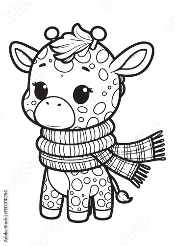 Coloring design page deer wearing shawl 