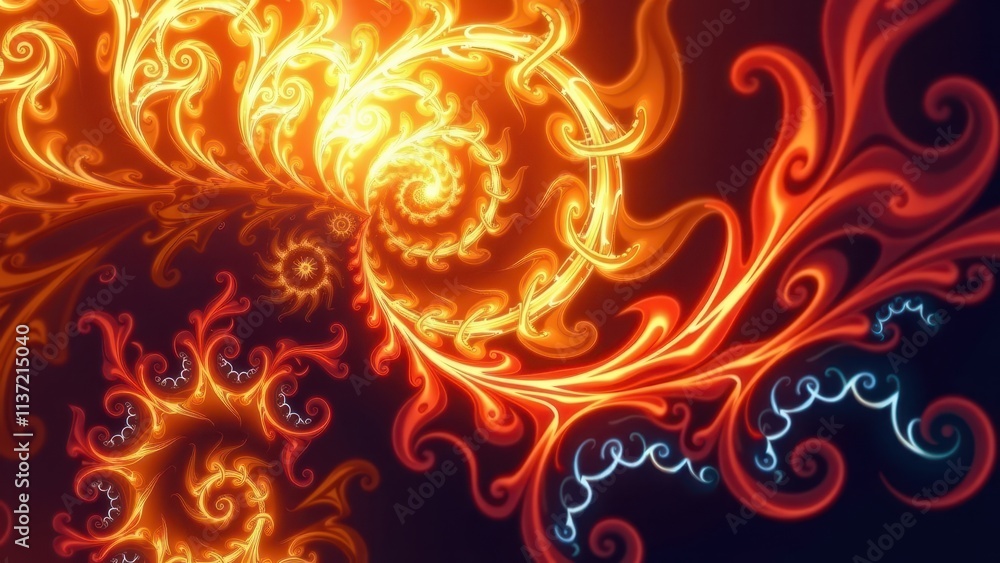 this vibrant image showcases an abstract, swirling pattern reminiscent of fire and flames. the design features fiery reds and oranges at its core, with bold yellow accents radiating outward. a deep this vibrant image showcases an abstract, swirling pattern reminiscent of fire and flames. the design features fiery reds and oranges at its core, with bold yellow accents radiating outward. a deep
