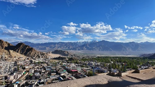 High view of city Leh district is a district in the union territory of Ladakh, a territory administered as part of India photo