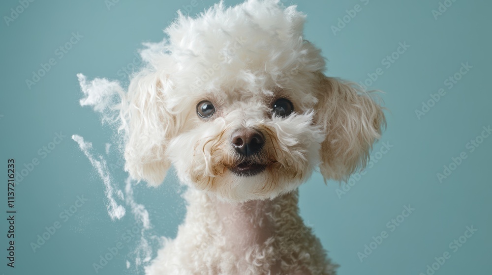 Groomer meticulously shaping a poodle is coat Groomer meticulously shaping a poodle is coat