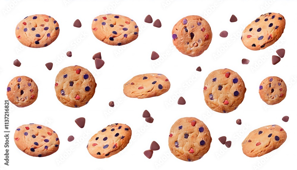 Vector pattern of cookies with chocolate chips. Cookie day. Box, packaging of cookies with chocolate crumbs. cookies with chocolate chips. Cookie day isolated vector illustration, logo, icon
cutout Vector pattern of cookies with chocolate chips. Cookie day. Box, packaging of cookies with chocolate crumbs. cookies with chocolate chips. Cookie day isolated vector illustration, logo, icon
cutout