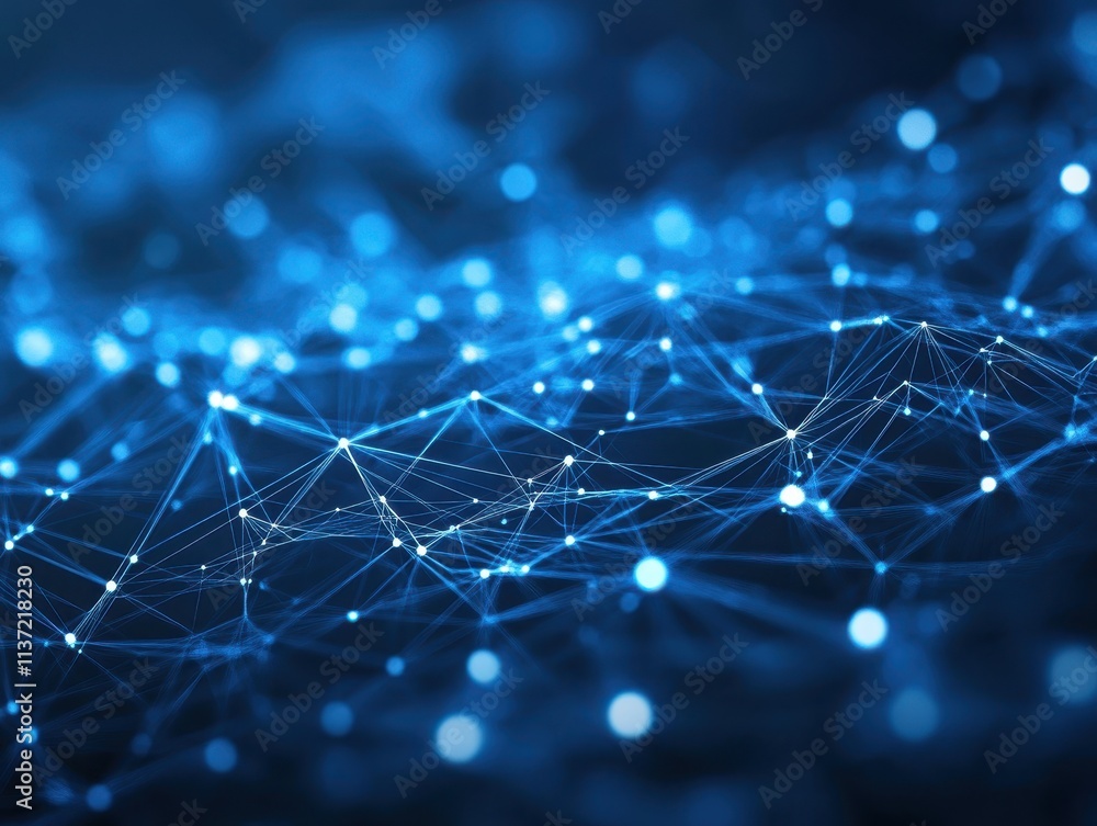 Abstract Blue Network with Interconnected Nodes and Lines Abstract Blue Network with Interconnected Nodes and Lines