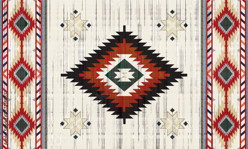 Navajo tribal vector seamless pattern. Native American ornament. Ethnic South Western decor style. Boho geometric ornament. Vector seamless pattern. Mexican blanket, rug. Woven carpet illustration