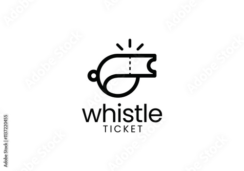 ticket with whistle logo. sport symbol design template