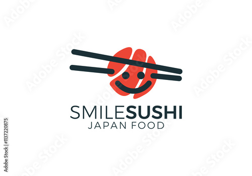 simple smile sushi logo. japanese happy food restaurant vector design inspiration
