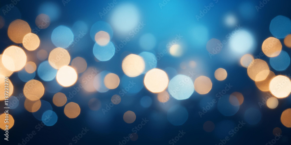 Fototapeta premium Bokeh Lights With Dark Blue Background For Banner
