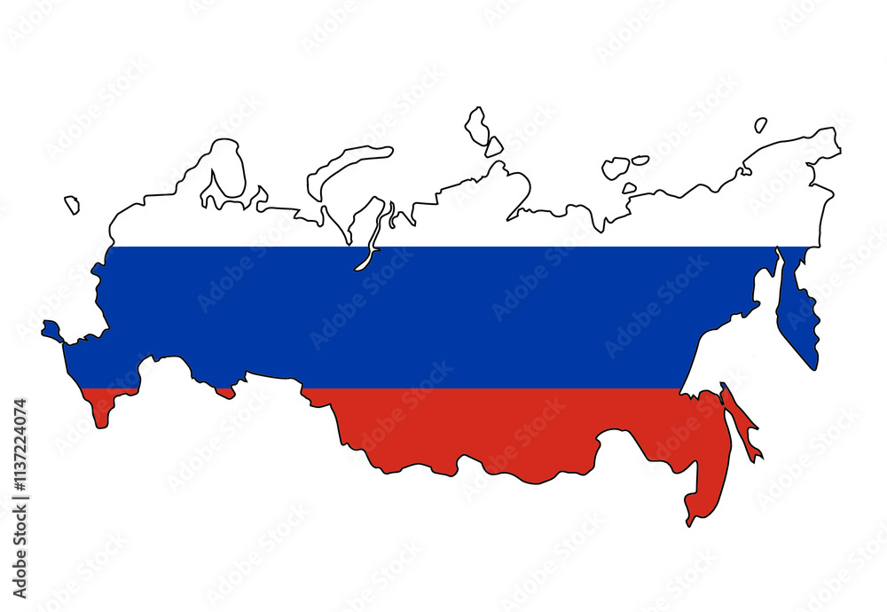 Fototapeta premium Outline of Russia with flag inserted