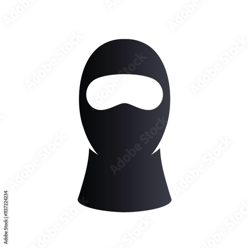 flat vector image on white background, black balaclava icon, man hiding his face