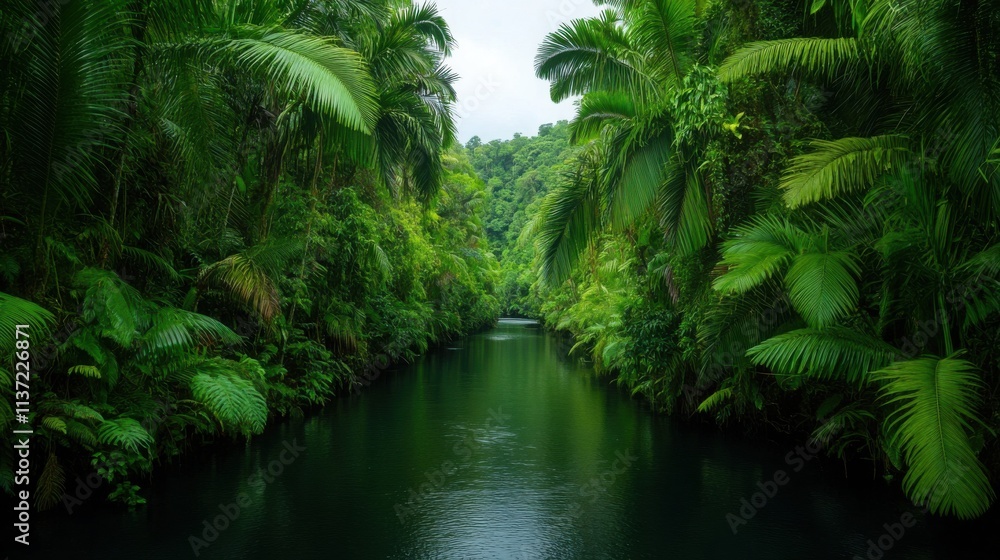 Lush forest abundance serene rainforest landscape nature tranquility Lush forest abundance serene rainforest landscape nature tranquility