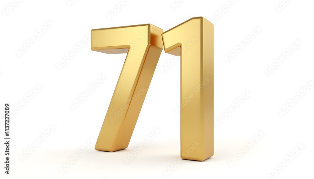 Fototapeta premium Golden Number Seventy-One: A 3D Render