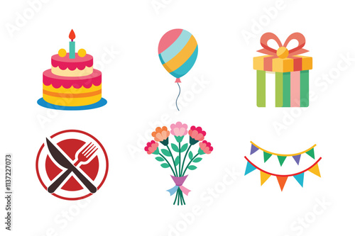 Birthday Party Icons Set - Vector Illustrations for Celebration & Event Design