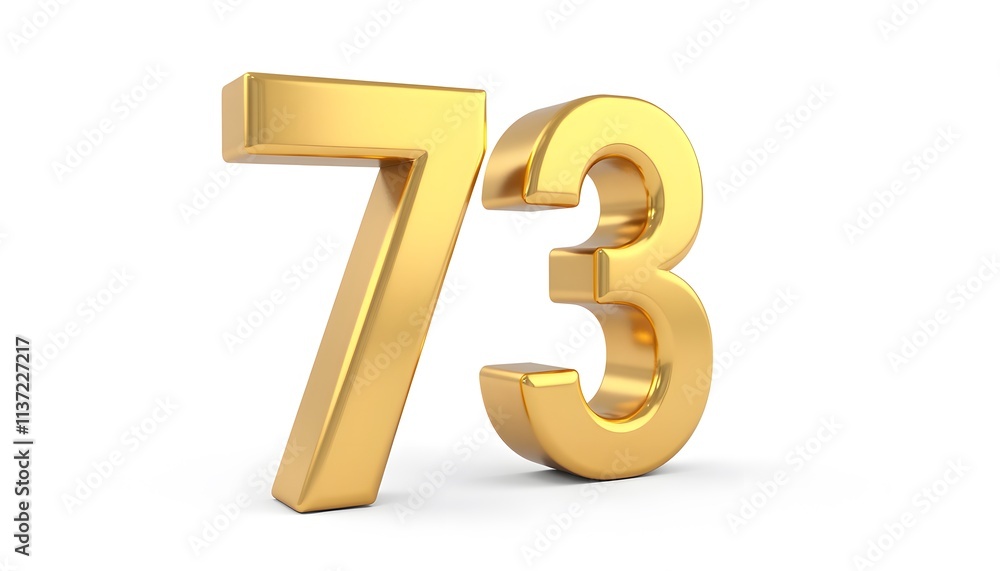 Golden Number Seventy-Three: 3D Render of Luxury Number Golden Number Seventy-Three: 3D Render of Luxury Number