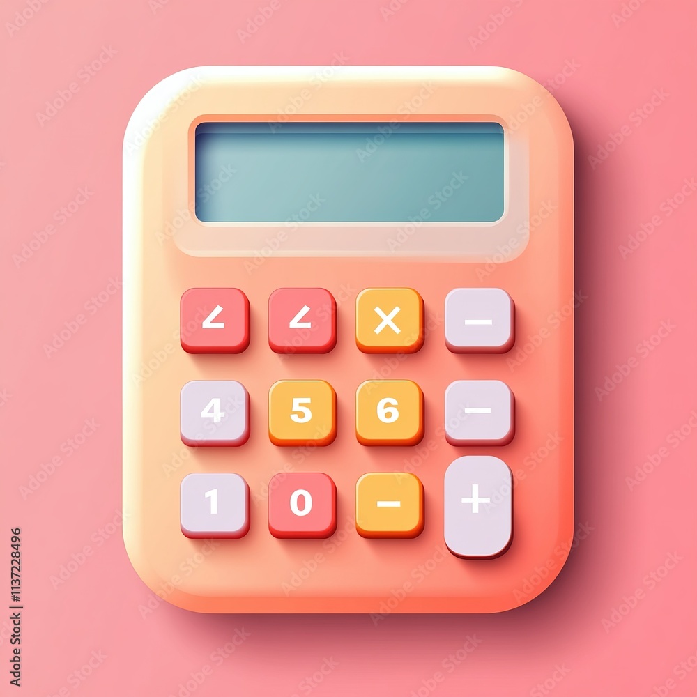 Pink calculator with a blue screen Pink calculator with a blue screen