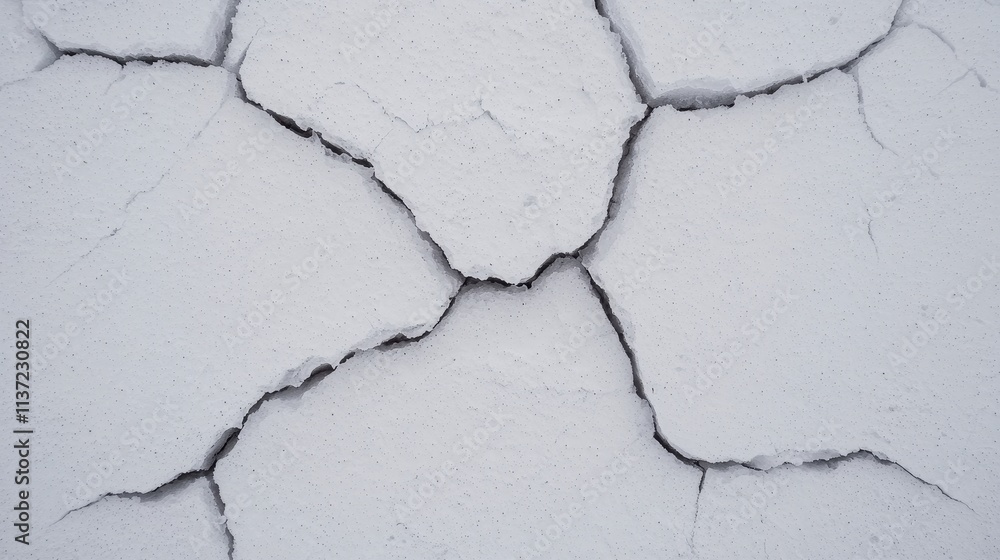 Fototapeta premium Cracked White Surface with Detailed Texture and Patterns in Close-Up