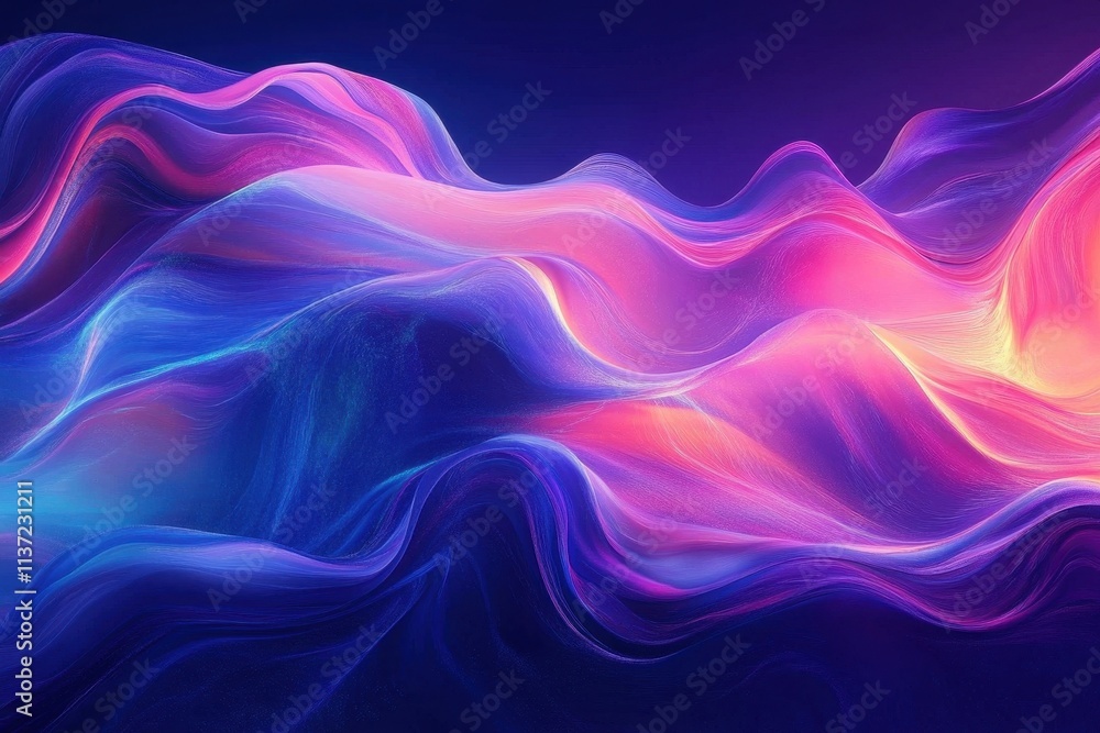 Obraz premium Abstract vibrant blue and pink waves. Ideal for backgrounds, websites, or digital art projects needing a dynamic feel.
