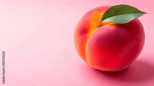 Ripe Peach on a Soft Pink Background.