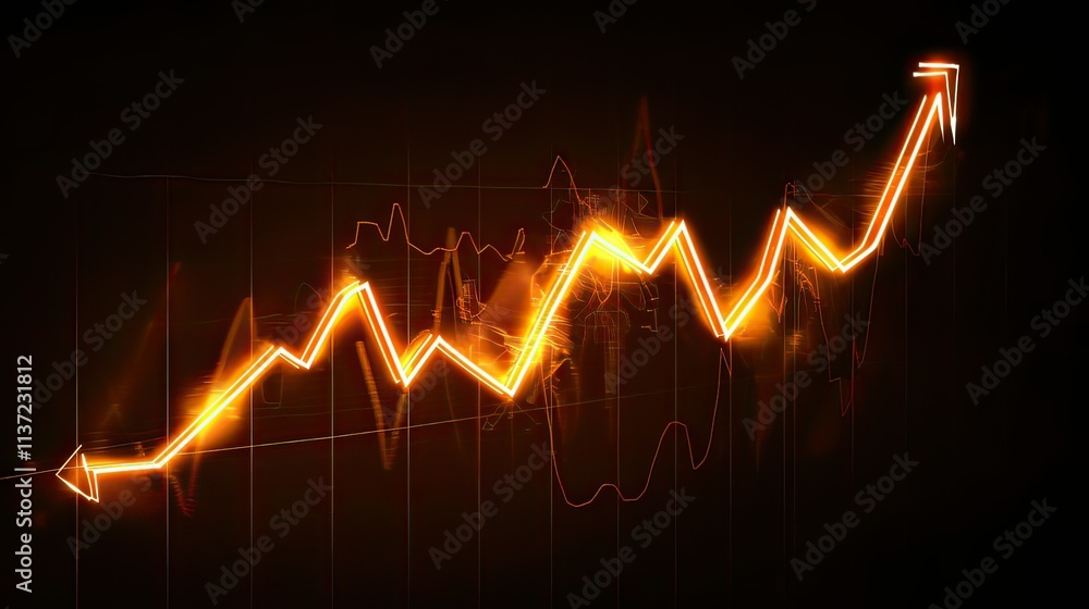 A graph showing an upward trend with glowing effects. A graph showing an upward trend with glowing effects.