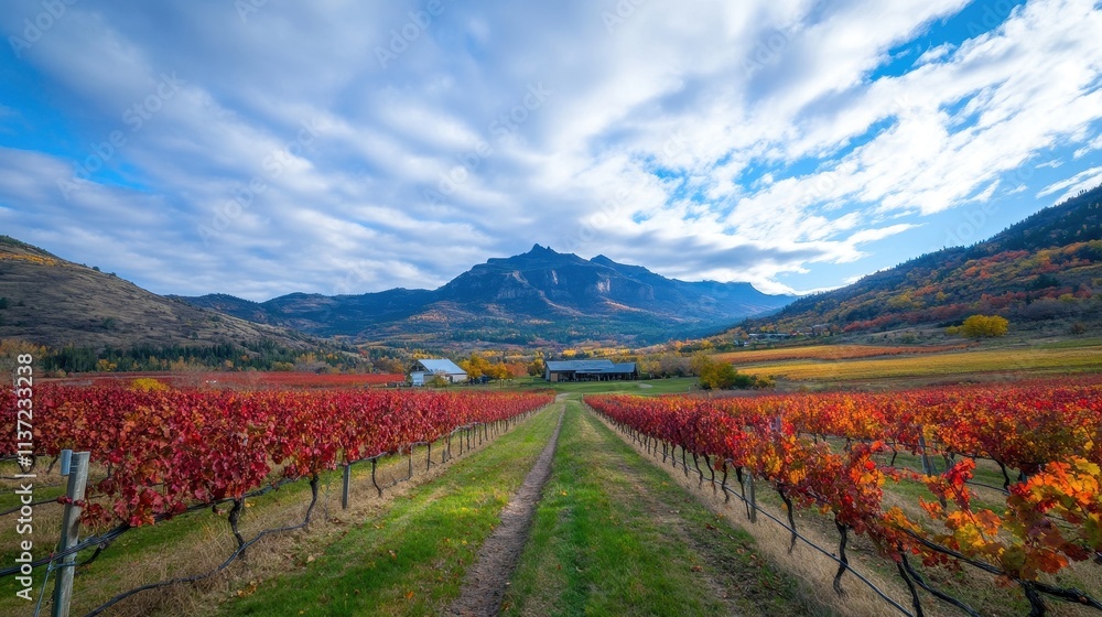 Fototapeta premium A beautiful landscape with a large mountain in the background