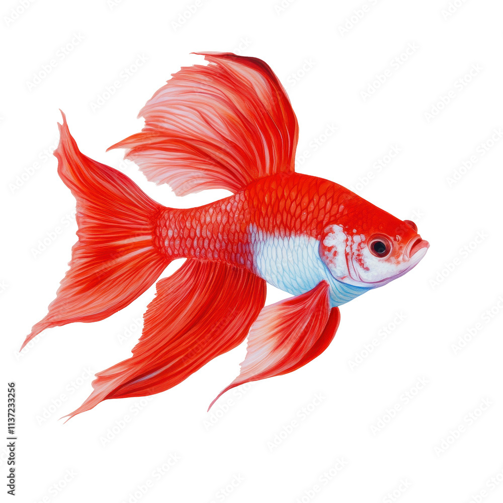 Fototapeta premium Colorful goldfish swimming gracefully in water.. transparent background