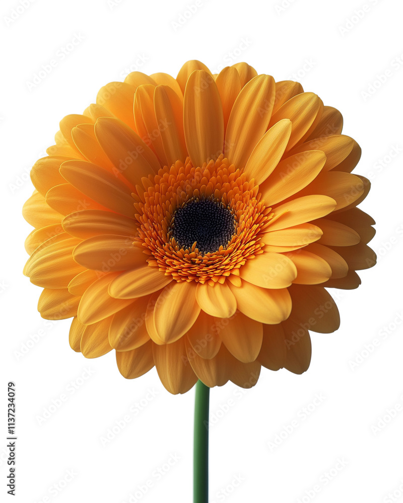 Vibrant yellow gerbera daisy isolated on transparent background.