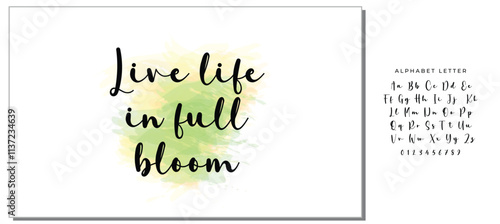 Hand drawn holiday lettering. Ink illustration. Modern brush calligraphy. Isolated on white background. Live life in full bloom.