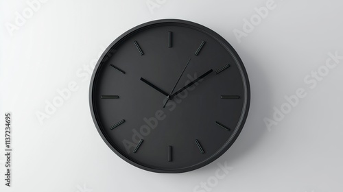 Wallpaper Mural 3D rendering Mock up black wall clock template on white background. Torontodigital.ca