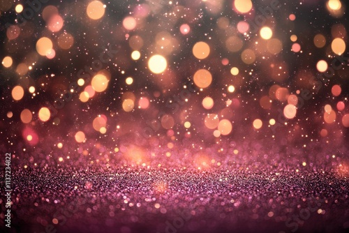 Dark pink glitter bokeh background. Ideal for festive designs, adding sparkle and glamour to projects.