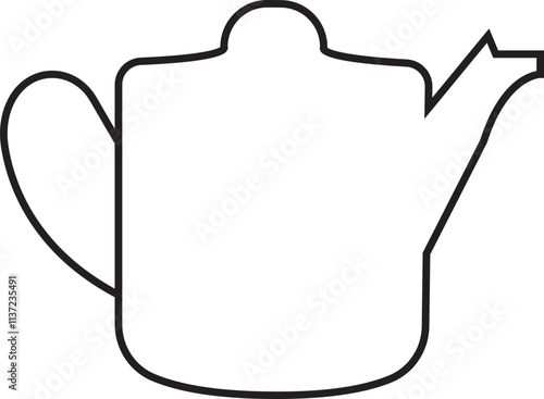 Teapot icon in line style. Morning tea or coffee vector. Household kitchenware, breakfast mascot illustration. Kettle silhouette vector design graphic element isolated on transparent background.