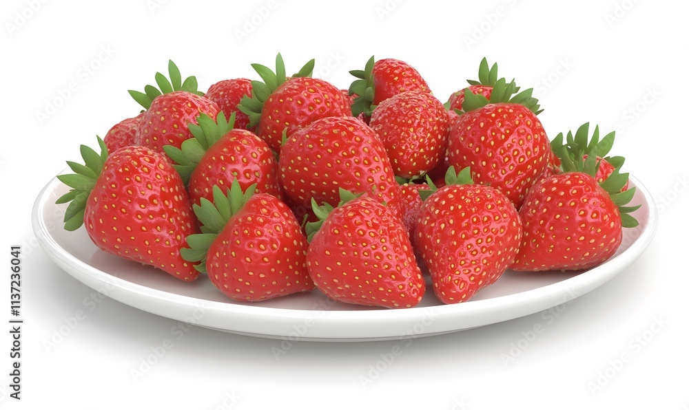 Fresh strawberries on white plate. Fresh strawberries on white plate.