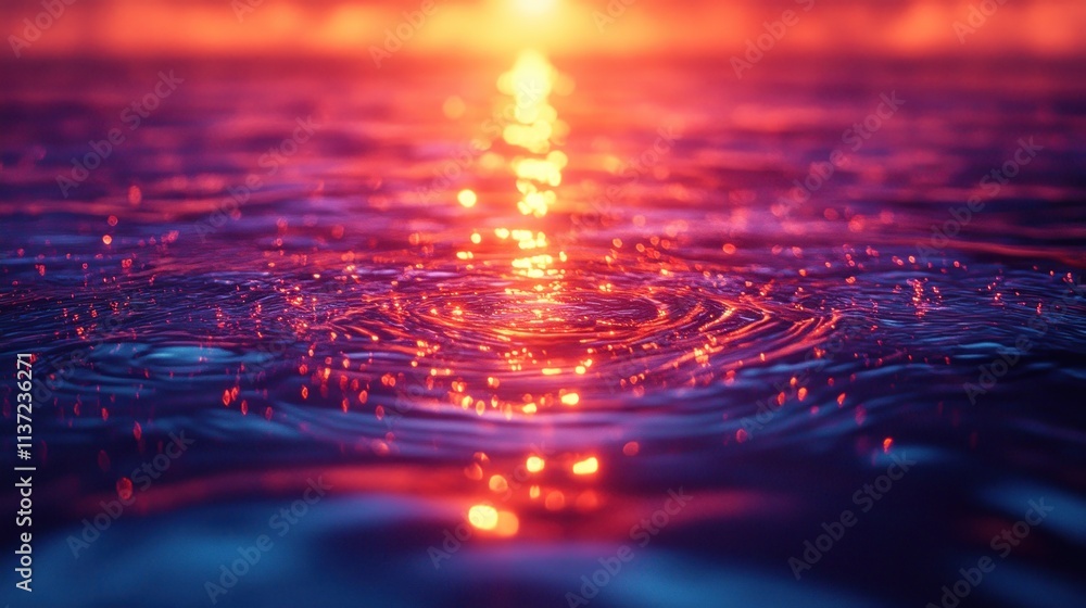 A serene sunset reflecting on rippling water, creating a tranquil atmosphere. A serene sunset reflecting on rippling water, creating a tranquil atmosphere.